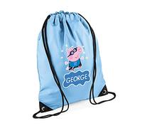 Cute Pig Bag, Personalised Backpack, Pig Bag Gift for Kids-Boy, Toddlers, Birthday Boy, Drawstring Bag, PE Gym Kit Swimming, Sport Rucksack.