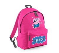 Cute Pig Bag, Personalised Backpack, Pig Bag Gift for Kids-Boy, Toddlers, Birthday Boy, Fashion Backpack for Nursery, Bookbags, Rucksack Shoulder Bag. (Fuchsia Graphite Grey)