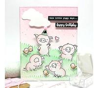 Cute Pig Balloon Flower Birds Envelope Clear Stamp for Card Making DIY Scrapbooking Happy Birthday This Little Piggy says Phrase Rubber Gel Stamp for Paper Crafting Scrapbooking