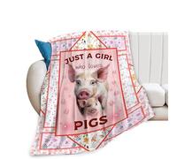 Cute Pig Blanket Just A Girl Who Loves Pigs Throw Blanket Ultra Soft Cozy Fleece Flower Animal Gift Fuzzy Plush Bedding Blankets for Kids Teens Adults Girls Boys Women Men 50"x40"