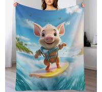 Cute Pig Blanket Printed Throw Blankets for Kids Child Adults Soft Warm Flannel Throws for Bed And Couch Bedroom Decor 130×150cm