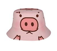 Cute Pig Bucket Hat Foldable Lightweight Packable Outdoor Summer Beach Fishing Sun Hat for Men and Women Black, Black, One Size, Black, One Size