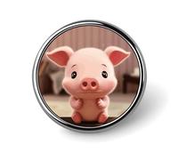 Cute Pig Button Pin Personalized Metal Lapel Pins Badges Classic Round Brooch Pin Novelty Unique Enamel Pins Cute Funny Pinback Button Badge for Jackets Backpacks Bags Coat