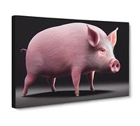 Cute Pig Canvas Print | Gallery Wrapped 30mm Frame Wall Art | 30x20 inches | Ready to Hang | Contemporary Animals Picture | Living Room Bedroom Lounge Office