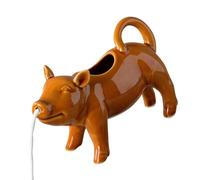 Cute Pig Ceramic Gravy Boat - 16.3×6.5×10.5cm Mini Creamer Pitcher | Porcelain Milk Jug With Handle & Wide Spout For Coffee Latte Art, Syrup, Chocolate Sauce & Maple Dip