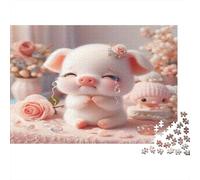 Cute Pig Crying Puzzle 1000 Piece Recycled Paper for Adults Adult Jigsaws Educational Game Decompression Fun Home Present Great Gift Idea for Relaxation 38x26cm/1000pcs