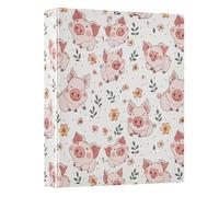 Cute Pig Flower Leaf 3 Ring Binder 1.5 Inch Round Ring Binder View Binder Holds 200 Documents for Home School Office Use