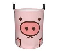 Cute Pig Folding Baskets Circular Laundry Basket Freestanding Laundry Basket Dirty Laundry Basket Clutter Storage Bag.