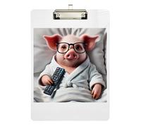 Cute Pig Funny Clipboard Decorative Clipboards A4 Standard Size Clip Boards with Low Profile Metal Clip for Students, Women, Man 12.5 x 9 Inches