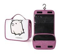Cute Pig Ghost Travel Toiletry Bag for Women,Hanging Makeup Organizer with Hook for Shampoo