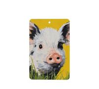 Cute Pig Green Grass On Yellow Car Air Fresheners 4 Pcs Hanging Scented Cards Fragrance Scented Cards For Car Aromatherapy Tablets