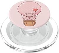 Cute Pig In Love Heart Balloon Ride PopSockets PopGrip for MagSafe