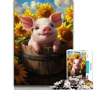 Cute Pig Jigsaw Puzzles for Teenagers 1000 Piece Puzzle,Decompressing Intellectual Educational Toy Perfect Decoration (38x26cm)