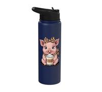 Cute Pig Latte Coffee Lover Cozy Morning Stainless Steel Insulated Water Bottle