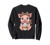 Cute Pig Latte Coffee Lover Cozy Morning Sweatshirt