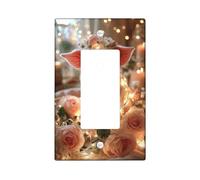 Cute Pig Light Switch Cover Plates/Outlet Covers, Pastel Peach Floral Design for Home Decor, Thermoplastic Wall Plates, Standard Size Single Rocker