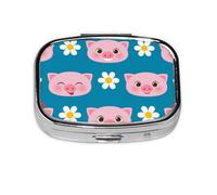 Cute Pig,Meta Pill Box 2 Compartment Medicine Case,Portable Organizer,Rectangle Meta Portable Organizer Pill Box 1763 Compartment Medicine Case
