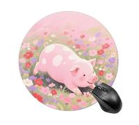 Cute Pig Mouse Pad Round Laptop Mouse Mat Cute Computer Mousepad Keyboard Pad Non-Slip Desk Pads for Gaming Office Work Home