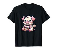 Cute Pig Playing Ukulele Kawaii Piglet Music Lover T-Shirt