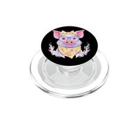 Cute Pig Portrait Farm Lover Graphic Blue Glasses Yellow PopSockets PopGrip for MagSafe