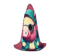 Cute Pig Print Adults Unisex Hooded Cloak Variety Robe For Halloween Cosplay Christmas Carnival, Black, M