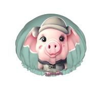 Cute Pig Print Lightweight Shower Cap for Women and Men Reusable hat Soft hat and Bath Hair Cap