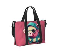 Cute Pig Print Portable Travel Duffel Bag Foldable Tote Hand Bag for Weekend Trips Gym Accessory