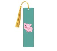 Cute Pig Print Wooden Bookmark with Tassel Funny Book Mark for Book Lovers Readers 5pieces