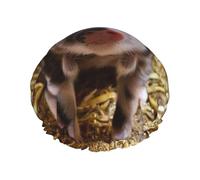 Cute Pig Printed Double-Layer Shower Cap, Reusable Shower Cap, Suitable For Various Hair Lengths