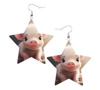 Cute Pig Prints Leather star earrings Pendant Stylish and light Lightweight Dangle for Women Girls, One Size, Leather, No Gemstone