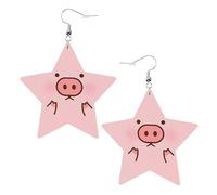 Cute Pig Prints Leather star earrings Pendant Stylish and light Lightweight Dangle for Women Girls, One Size, Leather, No Gemstone