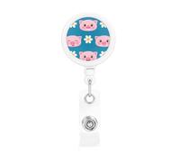 Cute Pig, Retractable Badge Holder,Badge Reels Holder with ID Clip Alligator Clip