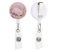 Cute Pig Retractable Badge Reel - Personalized ID Name Badge Holder with Lanyard Cute Badges Reel Holder Round Nurse Doctor Name Tag Badges Clip for Work