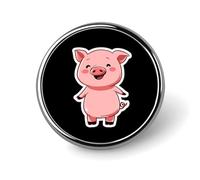 Cute Pig Round Badge Pin Metal Memorial Brooch Button Lapel Pins for Backpack Wedding