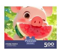 Cute Pig Thickened Wooden Jigsaw Puzzle for Adults Funny Toy for Adults Home Decor Educational Game Educational Game Challenge Educational Toy 500pcs (20.5 x 15 inch)