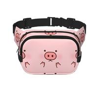 Cute Pig Unisex Adjustable Waist Square Double Layer Waist Pack for Outdoor Activities Travelling Running Hiking
