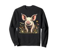 Cute Pig With in Flowers Boho Artwork Sweatshirt