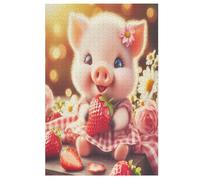 Cute Pig Wooden Jigsaw Puzzles, 1000 Piece Puzzle Board Game, Best Gift for Adults And Kids, Family Game, 78×53cm