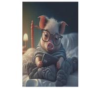 Cute Pig Wooden Jigsaw Puzzles, 1000 Piece Puzzle Board Game, Best Gift for Adults And Kids, Family Game, （78×53cm）