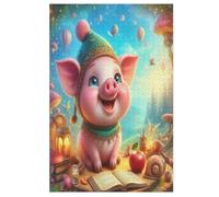 Cute Pig Wooden Jigsaw Puzzles 1000 Piece Puzzle For Adults. Challenging To Complete But Fun And Humorous Jigsaws （78×53cm）