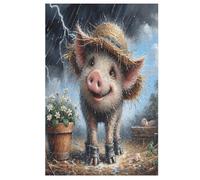Cute Pig Wooden Jigsaw Puzzles 1000 Pieces Family Activity Puzzle Educational Games for Adults And Kids Age 12 Years Up （78×53cm）