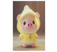 Cute Pig Wooden Jigsaw Puzzles for Adults Hard Poster Puzzle 1000 Piece Precise Interlocking Educational Game Toys （78×53cm）