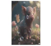 Cute Pig Wooden Jigsaws Puzzles for Adults 1000 Jigsaw Puzzle, Decompressing Intellectual Educational Toy for Kids 78×53cm