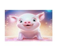 Cute Pig Wooden Puzzles for Adults,1000 Piece,Jigsaw Puzzle for Teens Brain Challenge （75×50cm）