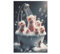 Cute Pig Wooden Puzzles Jigsaw Puzzle 1000 Pieces for Adults Creative Difficult Challenging Game （78×53cm）