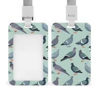 Cute Pigeon Birds Funny ID Badge Holder with Detachable Neck Lanyards Vertical Card for Offices Men Women