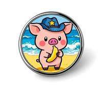 Cute Piggy Badges Pin, Personalized Exquisite Round Badge, 1 Inch Button Pins for Women And Men, Decorative Metal Round Brooch for Clothing, Backpacks, And Hats