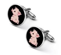 Cute Piggy Butt Mens Classic Cufflinks Custom Shirt Cuff Links Jewelry Accessories for Business Wedding 0.7" 0.8"