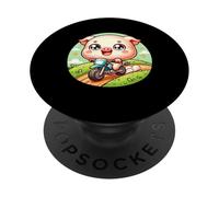 Cute Piggy On Motorcycle Adorable Smiles PopSockets Adhesive PopGrip