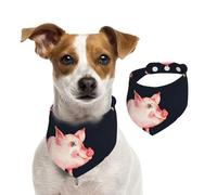 Cute Piggy Red Bow Pattern,Dog Bandanas Cotton Pet Scarf Adjustable Bibs for Pet,L